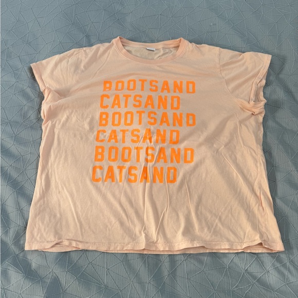 Clare V. Peach Tee with Orange Print - Picture 1 of 3